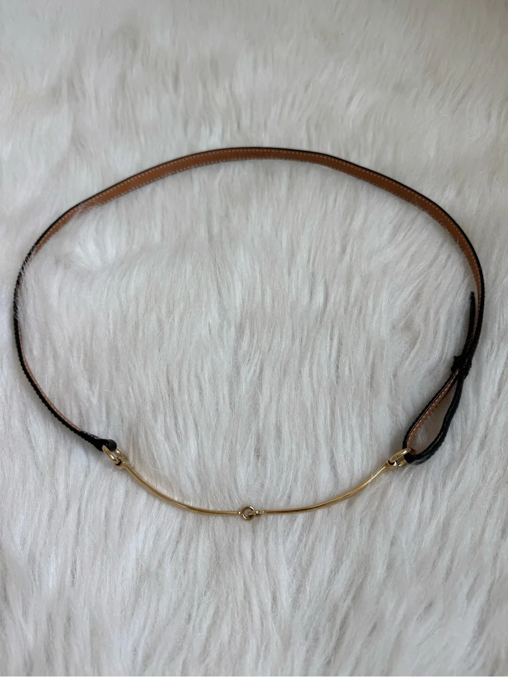 Gucci Tom Ford black leather skinny belt with gold horsebit buckle